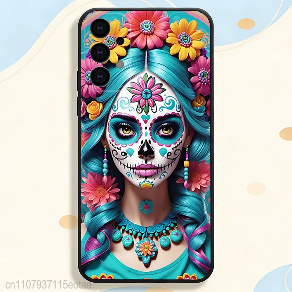 Day of the Dead Mexican Skull GIRL Case for Samsung Galaxy S21 S25 FE S24 S23 Ultra S20 S9 S22 Plus S10 TPU Cover