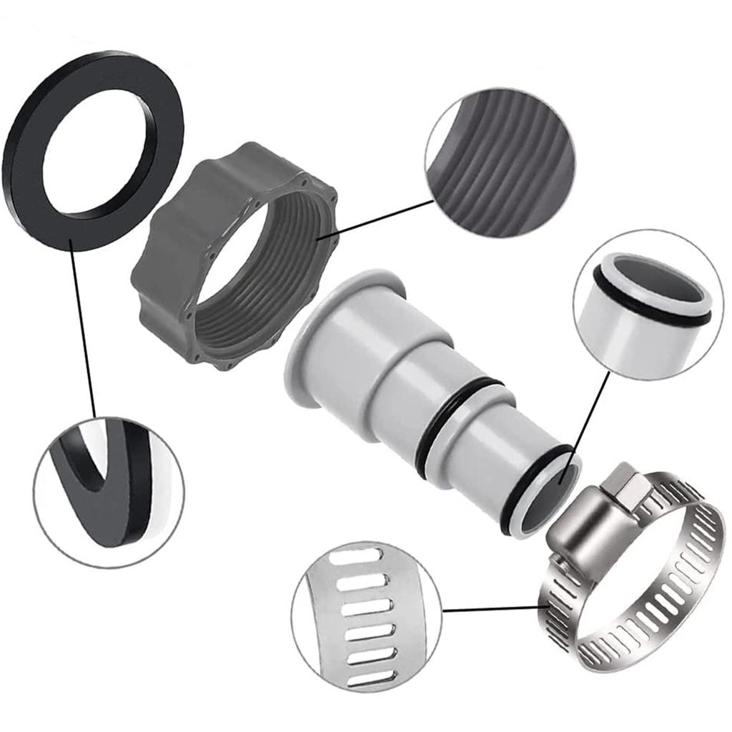 Pool Hose Adapter A with Collar Replacement for Threaded Connection Pumps Converts 1.5" To 1.25" Hose Accessories