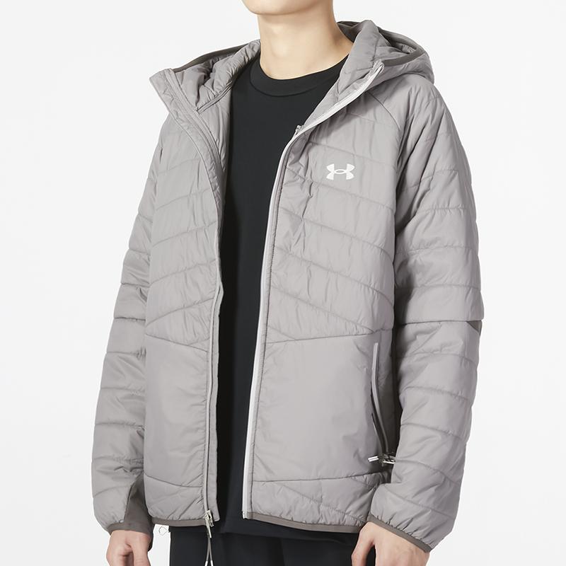 Under Armour Active Hybrid Jacket Lightweight Quilted Outdoor Hoodie Men Jackets Gray 1375447-294