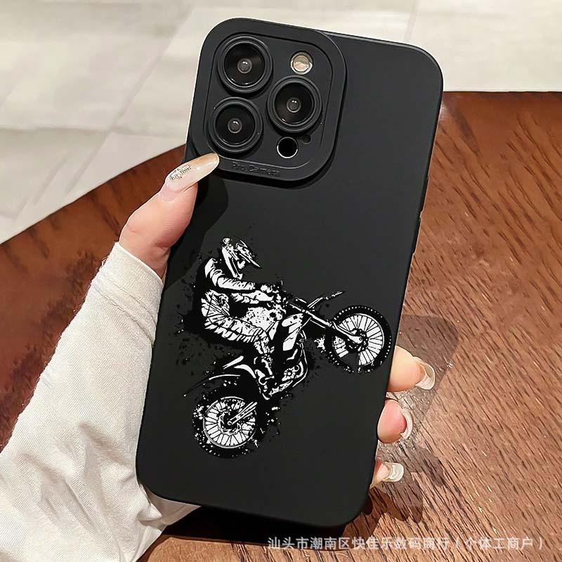 Cool Black Motorcycle Suitable for 15 Apple 14promax Mobile Phone Case iPhone13 New 17/16 Trend 12/11