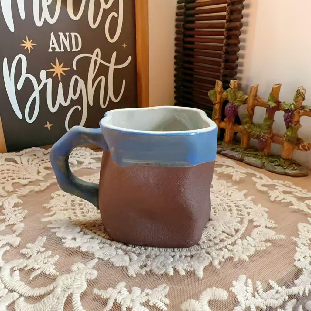 Japanese-Style Coarse Pottery Cup Kiln Change Coffee Cup Creative Goblet Ceramic Cup High Value Water Cup Household Cup