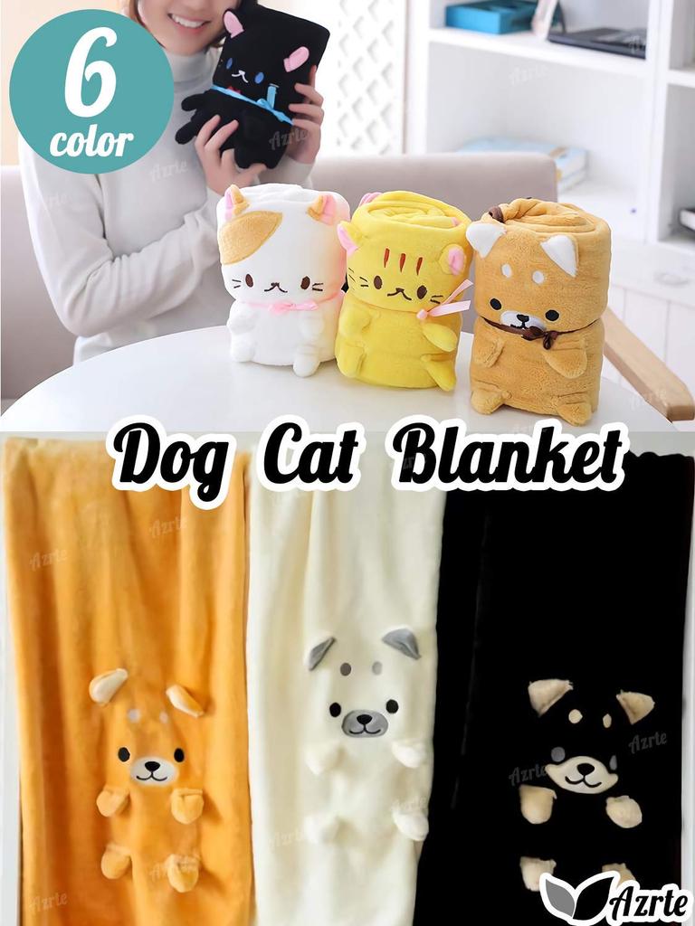 Azrte Warm Dog Blanket with Ribbon, Perfect for Naps and Pillows, Size 168, White