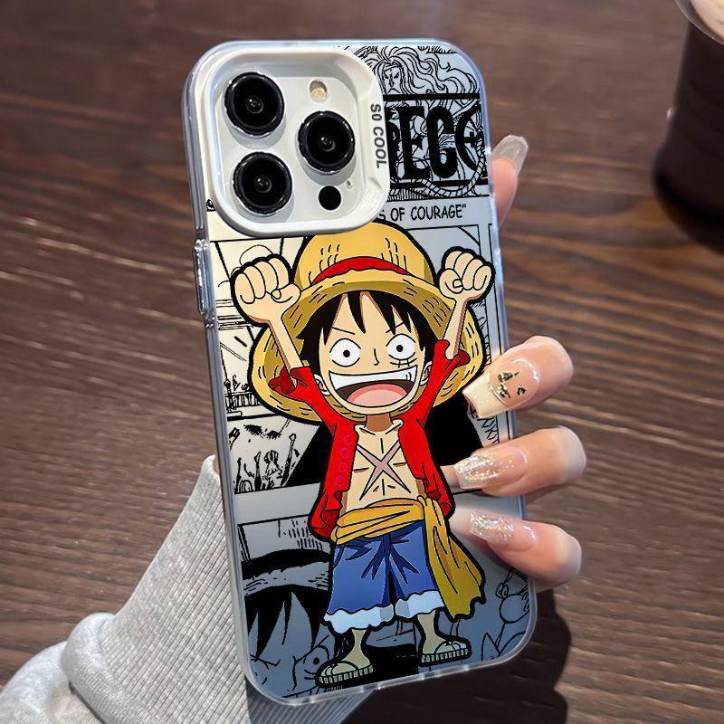 

Silver Happy Luffy Pirates Electroplated Apple iPhone 14/13 Plus 16PRO Case with Buttons iPhone 11