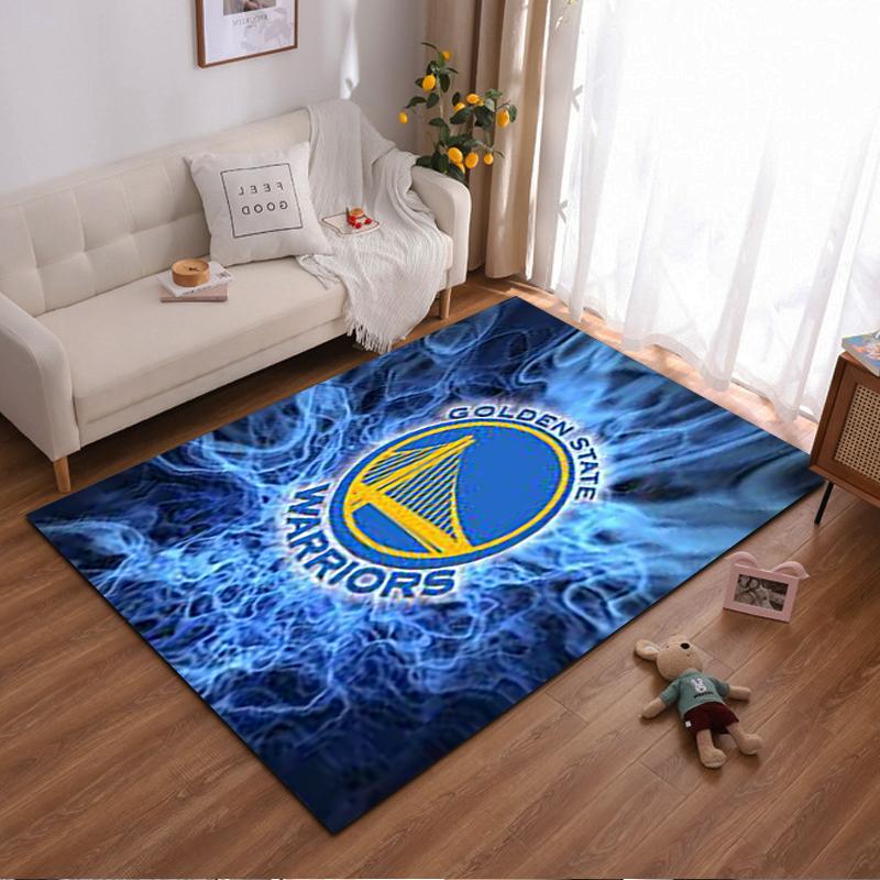 Golden State Warriors Logo on Blue Texture Non-slip rug suitable for living room and bedroom sofas sofas