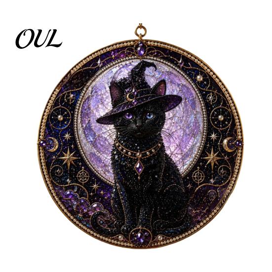 Cute Animal Decoration Black Cat Diamond Art Kits for Adults Beginners, DIY Material Package, Healing Craft Hobby Painting Set Home Wall Decor