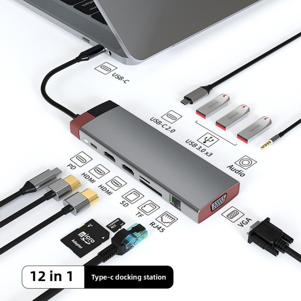 Type C Docking Station USB 3 0 Hub with RJ45 Gigabit Ethernet Adapter Multiport Expander for Laptop MacBook