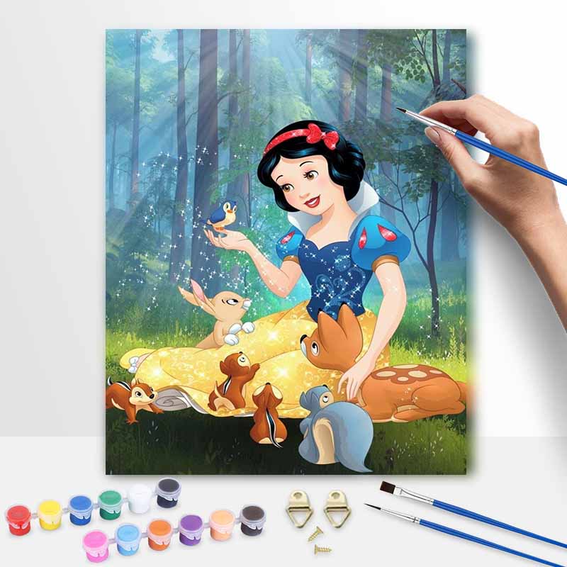 Disney animation digital oil painting Snow White diy handpainted coloring painting home decoration, custom paint by numbers wall art kit