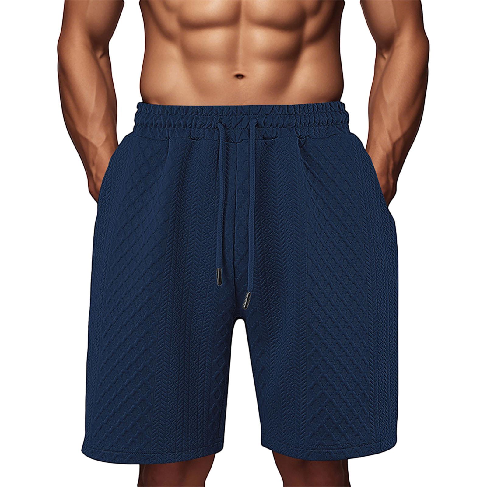 

Мужские прямые рабочие брюки, модные и повседневные шорты на шнурке XL тёмно-синий