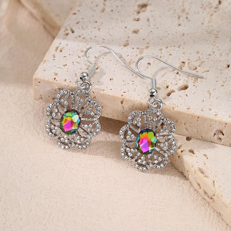 New High-end Flower Diamond Earrings Light Luxury Versatile Zircon Women's Earrings