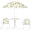Children's 4-piece outdoor garden furniture set, elephant and giraffe design, adjustable parasol ? 100 cm, folding chair