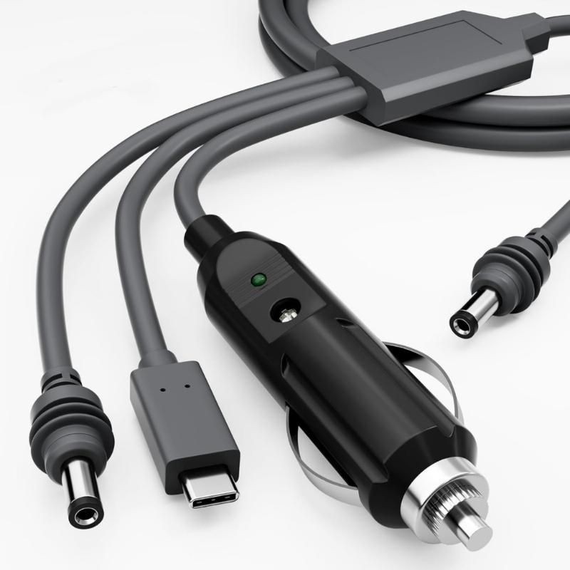 Mini Power Cable 10ft 3 In 1 with USB C Car Charger and DCDC Waterproof Cable