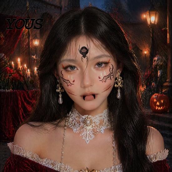 Skin Friendly Temporary Face Art Halloween Tattoo Stickers, Waterproof Scary Makeup Decals for Party, Kits Adults Wound Scar Body Kids Water Transfer