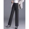 Winter Warme Wollhose mit weitem Bein Koreanische Mode Hohe Taille Dicker Wollmischung Gerade Pantalones Casual Klassische Feste Hose Neu