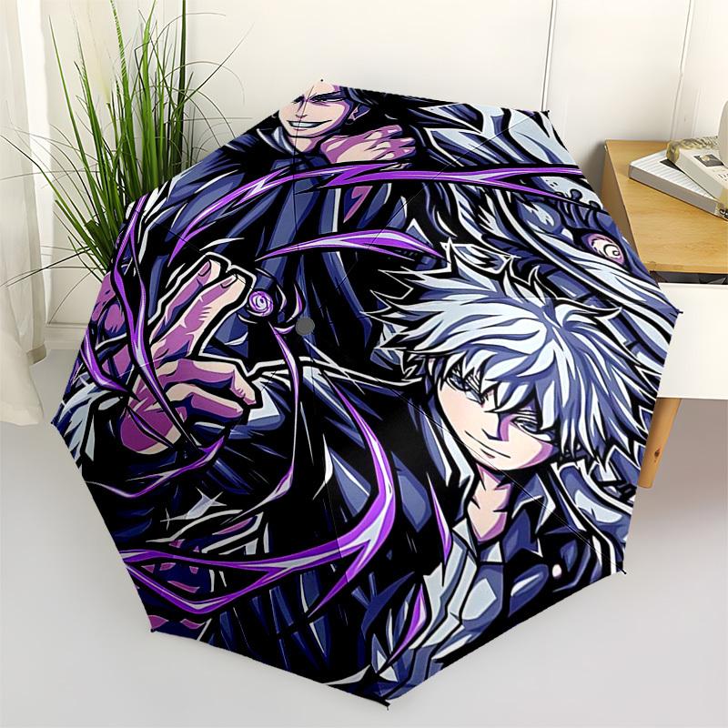 1pc Killua & His Companion Automatic Opening Closing Umbrella with Foldable Design, Iron Frame, Outdoor Use Perfect Gift for Fans, Travelers, Daily Us