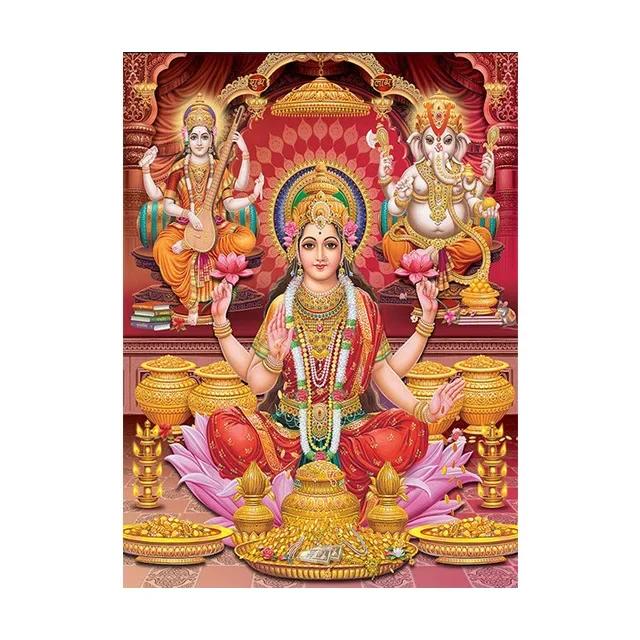 Religion Elephant God India Hinduism Ganesha Painting Canvas Durga Golden Zari Art Poster Prints Living Room Home Decor Pictures