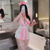 Beautiful Yarn Sex Uniform Deep V Seduction Sweet Nurse Uniform Cosplay Backless Tight Sex Suit