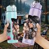 1PC Two Woman Dark Portrait Print 750ml Color Plastic Sports Water Bottle Leakproof Flip Straw Lid Suitable for Sports Office Home Use