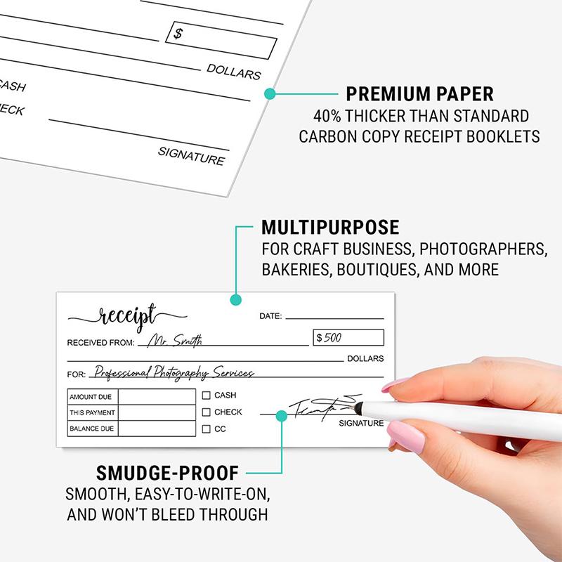 1 Receipt Book Carbonless Paper Thank You Receipt Book - Sales Order Small Business Invoice Book - (50 Each White/Yellow)