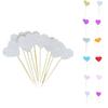 30pcs Bamboo Heart Bead Fruit Cocktail Picks Sticks Toothpick Decorations
