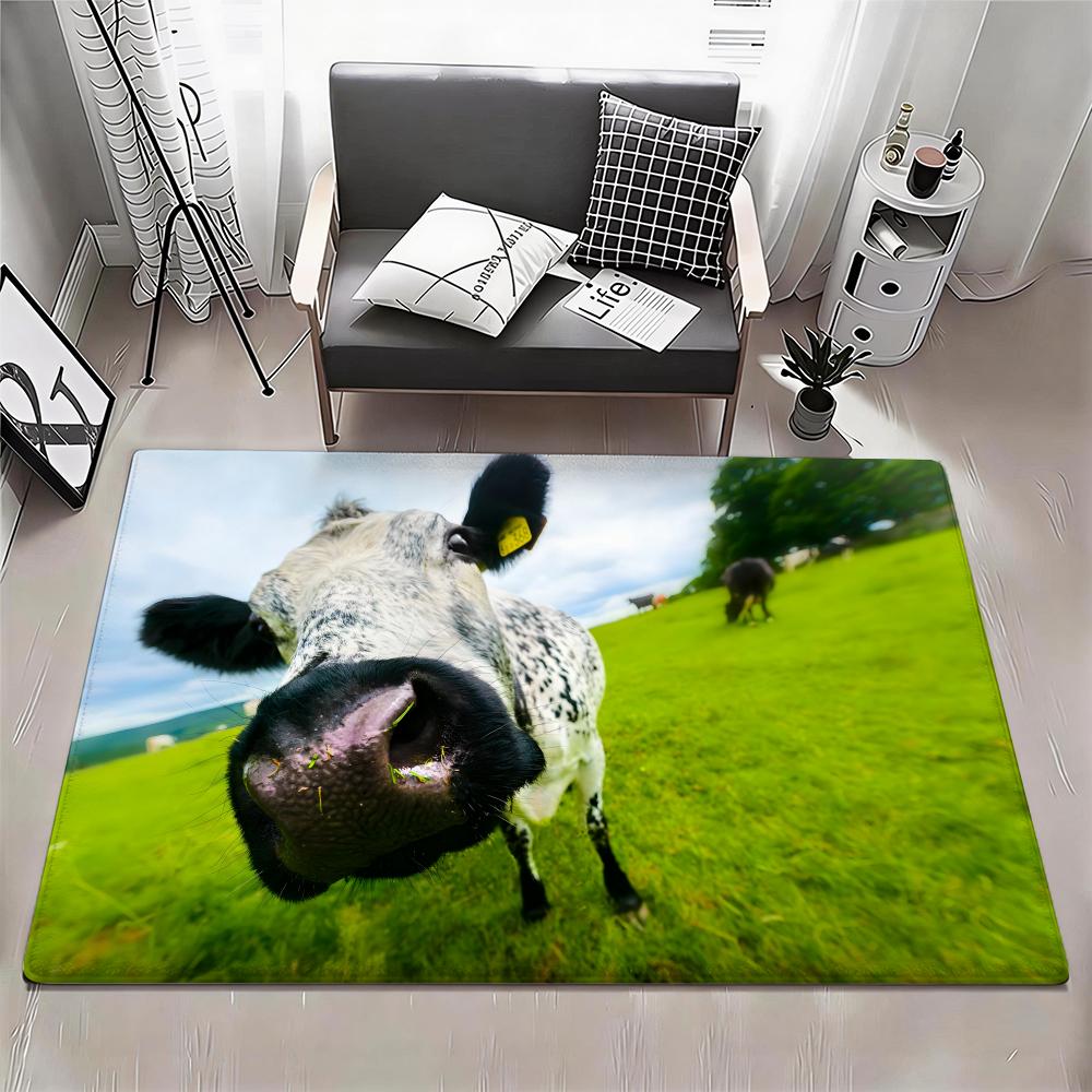 Animal A Cow Floor Mat Eco Flannel Doormat Non Slip Odorless Indoor Floor Rug Soft Short Plush Home Mat