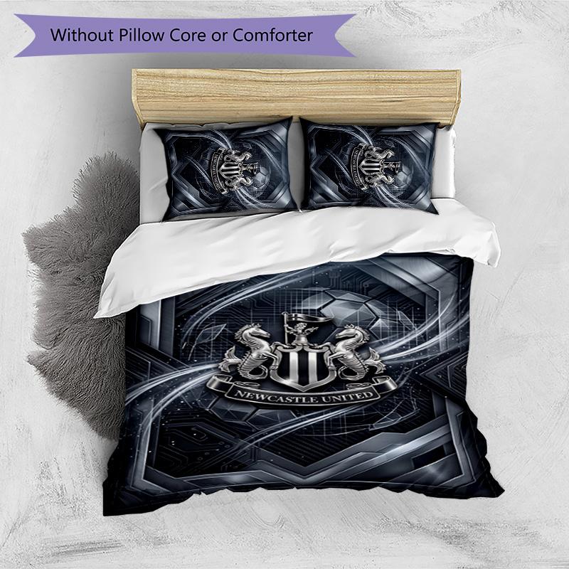 Newcastle United Football Printed 3 Pieces Bedding Set, Comfortable Skin Friendly Bedroom Duvet Cover Set