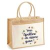 Tote Bag - PLANETEE - Jute with Pocket "Apolline She's Awesome!" » - Natural Jute - 43 X 33 Cm - Printed In France