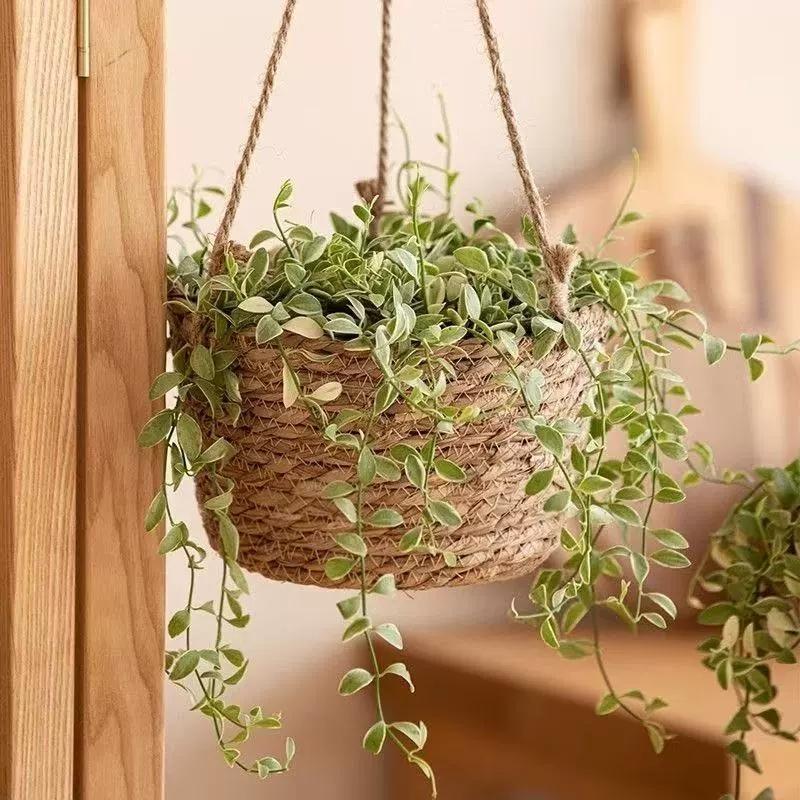 Garden Hanging Planter Macrame Plant Storage Basket Jute Rope Handicraft Woven Indoor Outdoor Flower Pot Holder Plant Home Decor