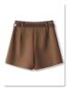 Women's High-Waisted A-Line Khaki Wool Shorts - Autumn/Winter 2024 Collection