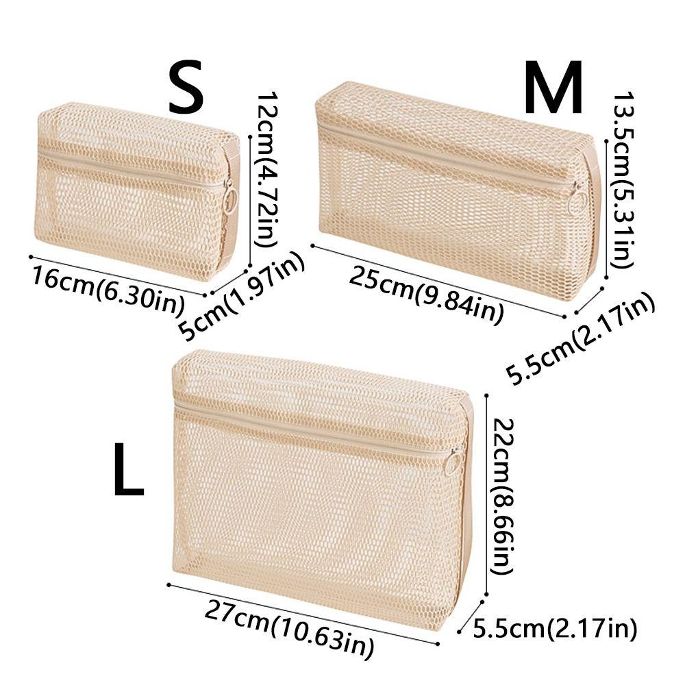 Handheld Zipper 3D Mesh Makeup Storage Bag Multipurpose Folding Travel Toiletry Bag Breathable Transparent Clothing Sorting Bag