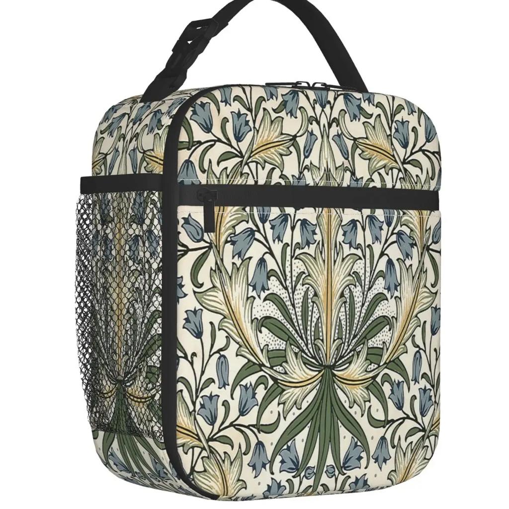 William Morris Vintage Thermal Insulated Lunch Bags Floral Textile Pattern Portable Lunch Container Camp Travel Storage Food Box