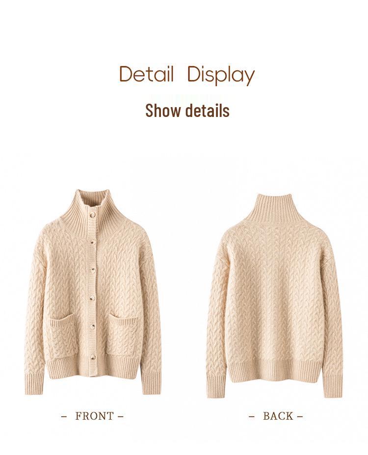Women's Cashmere Lapel Sweater Coat - Thick, Knitted Base Layer for Autumn & Winter, Plus Sizes Available