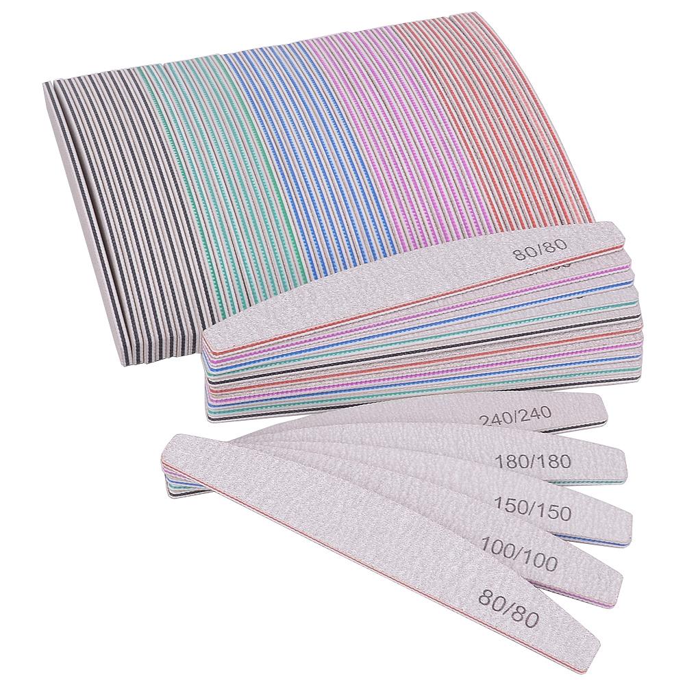 10Pcs Professional Nail File 100/150/180 Sandpaper Strong Thick Nail Files Sanding Half Moon Lime Nail Accessories and Tools