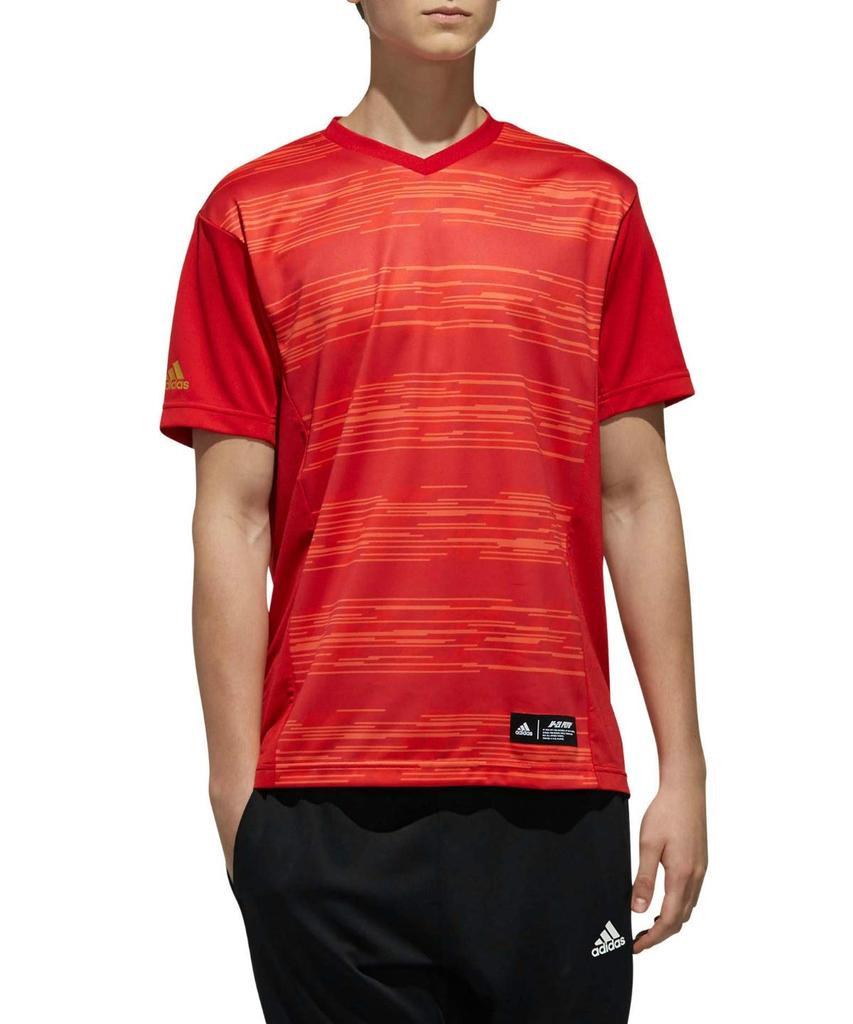 Adidas Border 5T 2nd FTI94 Scarlet Size Size Men's V-Shirt, Uniform, (DU9586), J/L (Japan L)