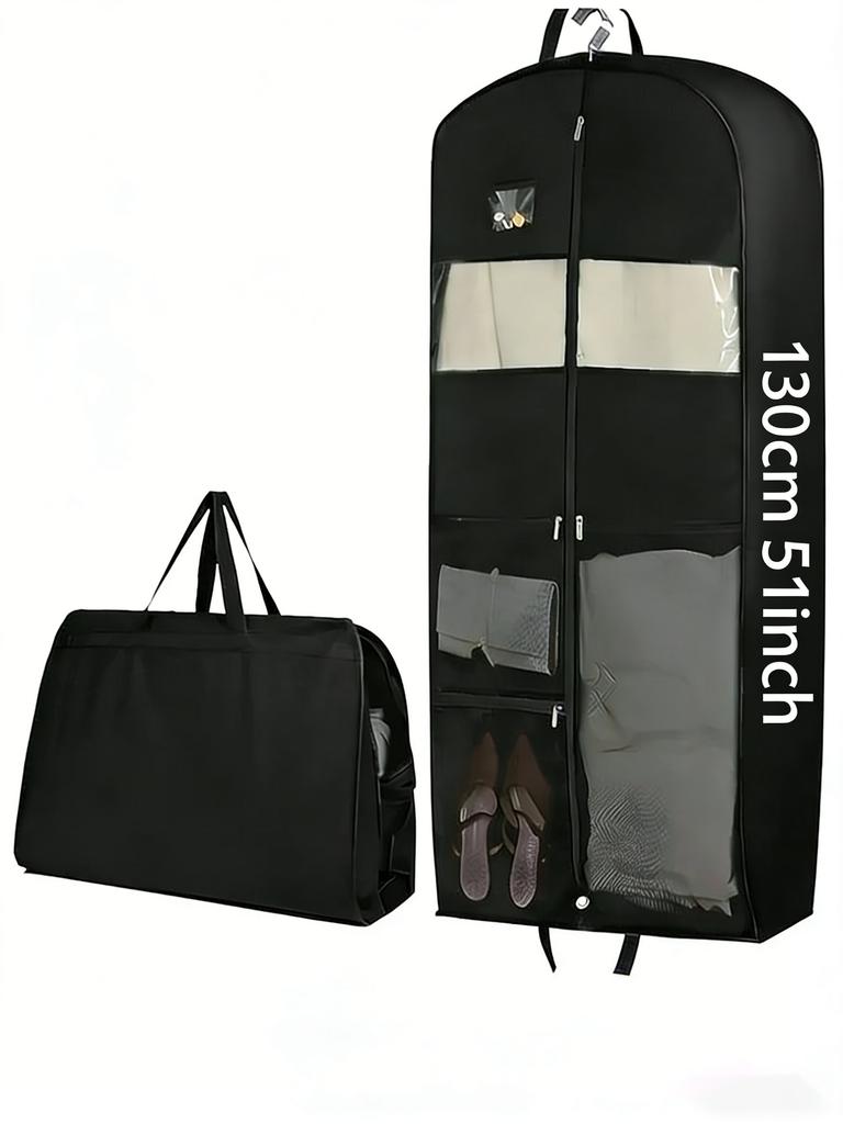 Gusseted Travel Hanging Garment Bag - Zipper Closure with Pocket for Shirts, Coats, Dresses, Storage Organizer