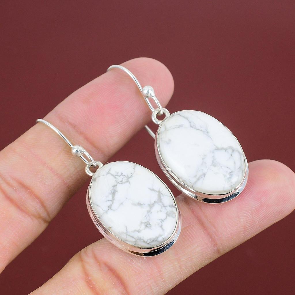 Howlite Earring Natural Gemstone Earring 925 Sterling Silver Earrings Handmade Jewelry Birthstone Earrings Brand New Jewelry Gifts For Women