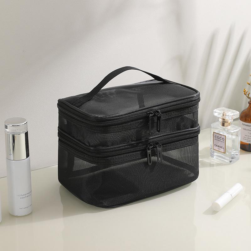 Large Capacity Travel Toiletry and Makeup Bag with Mesh Compartments