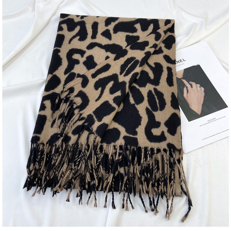 Winter Imitatkashmir Schal Damen Neu Doppelseitiger Leopardenmuster Europäischer und Amerikanischer Mode Schal Warm Druck Fransen Schal