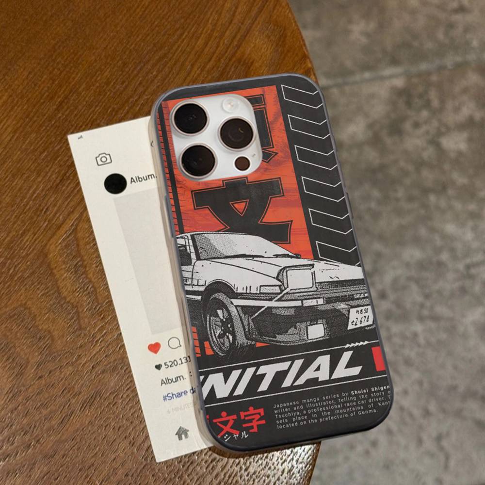 Racing Anime Initial D For IPhone 16 15 11 12 13 14 17 Pro Max PLUS Pro Soft Corrugated Silicone Back Phone Case