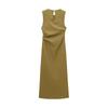 Western Style 2024 Autumn and Winter New Women's Belt Shoulder Pad round Neck Sleeveless Midi Midi Dress 3897162
