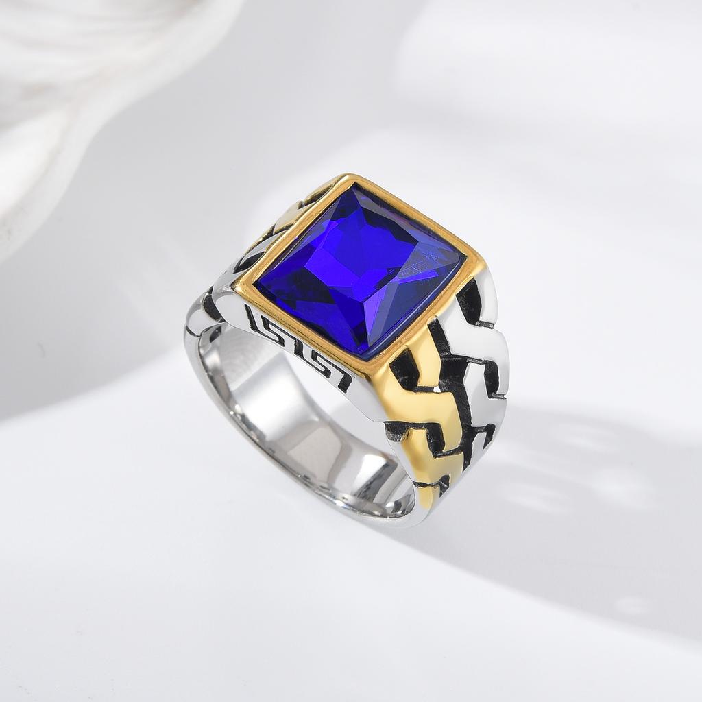 A3506 Gold plating Men's High Quality 316LStainless Steel Onyx Watchband Rings Classic Trend Jewelry Product