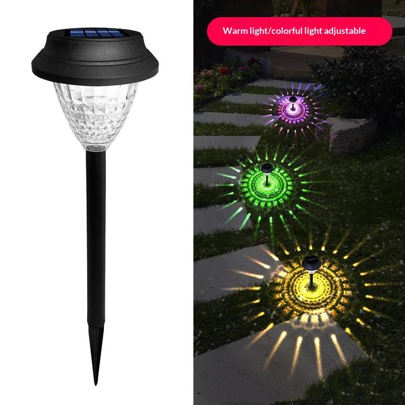 Outdoor Solar Pathway Lights RGB Color Changing Projection Dusk to Dawn for Yard Walkway Landscape Decoration
