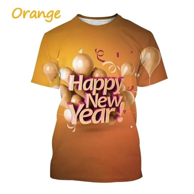3D Tištěné Tričko Šťastný Nový Rok Pro Muže Ženy Osobnost Festival Nový Rok Tričko Topy Ležérní Oversized Trička Streetwear