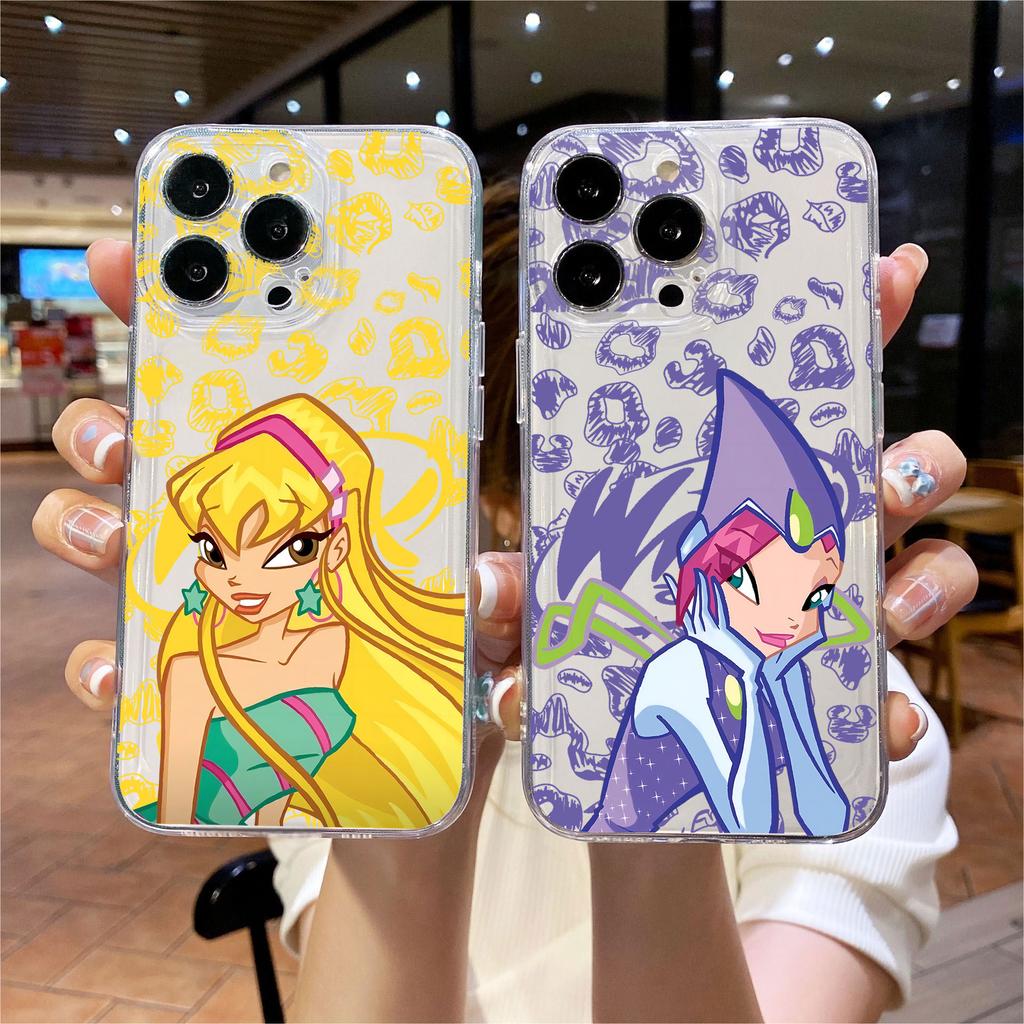 Modische und hübsche Winxs Clubs Handyhülle für iPhone 17, 16e, 16, 15, 14, 13, 12, 11, Mini, Pro Max, X, XR, XS Max, 8 Plus – Transparente Rückseite