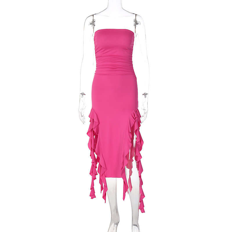 Spicy girl dress Women's Clothing Bra skirt Summer Sense of design Irregular Dress Sleeveless