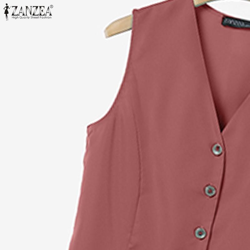 ZANZEA Ärmellose Weste, Oberteile und Hosen für Damen, zweiteiliges Sommer-Set