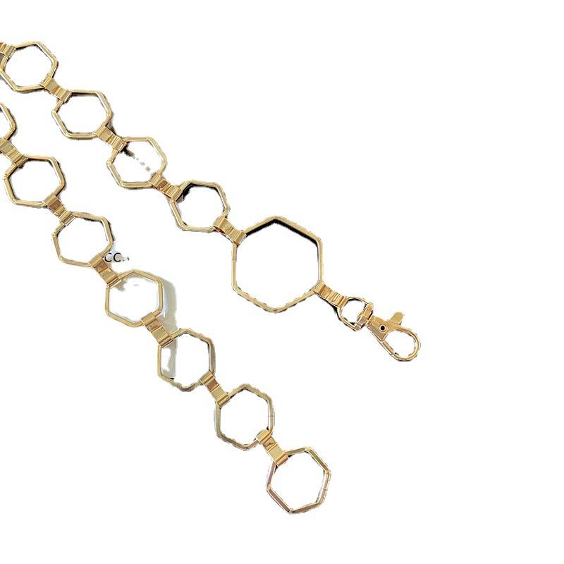 Trendy Gold Hexagonal Metal Waist Chain Women'S Accessories Dress Shirt Suit Belt Women'S Waist