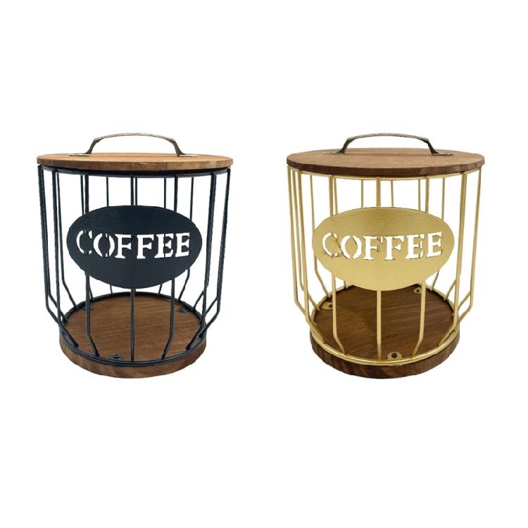 Coffee Pod Holders Wood Base Easy to Refills Coffee Capsule Storage Baskets