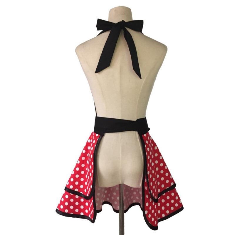 Cotton Polka Dot Double Layer Apron for Women Kitchen Cooking Painting Work Baking Apron