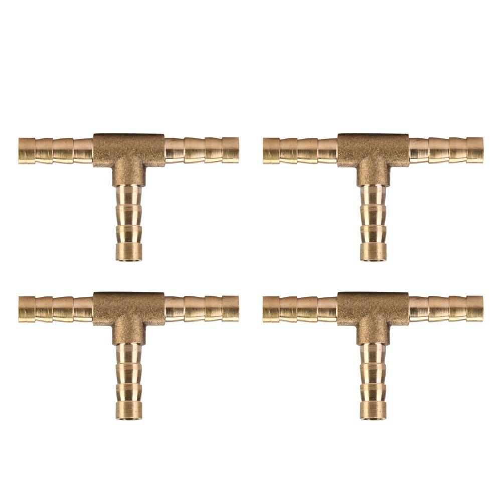 5 Stück Messing T 3-Wege Schlauchverbinder Tüllenanschluss Luft Wasser Öl Gas Kraftstoff (6mm)