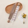 Buchenholz Schnullerclip & Baumwoll Beißring Set mit Anti-Fall Taschentuchclip (2er-Pack)